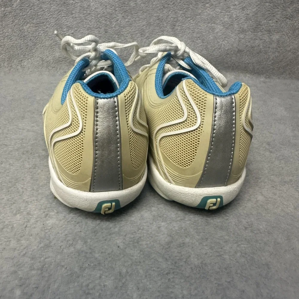 FootJoy FJ Aspire Golf Shoes Women 7 Medium Beige Blue Flex-Zone Spikes Athletic